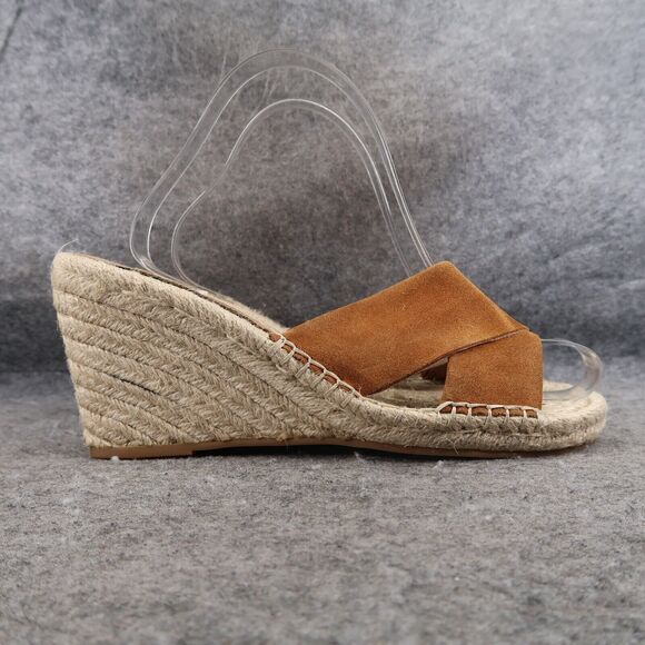 Bettye Muller Shoes Womens 8 Sandals Wedge Espadrille Slip On Leather Crisscross - Picture 14 of 14